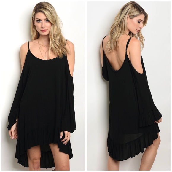 Dresses & Skirts - Black Flowy Cold Shoulder Dress 15012